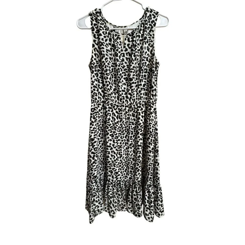Talbots Petite 6P Leopard Print Cinch Waist Midi Dress